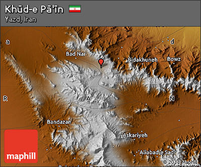 Physical Map of Khūd-e Pā'īn