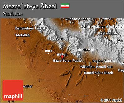 Physical Map of Mazra`eh-ye Ābzal