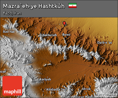 Physical Map of Mazra`eh-ye Hashtkūh