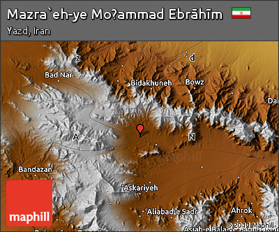 Physical Map of Mazra`eh-ye Moḩammad Ebrāhīm