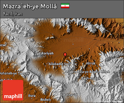 Physical Map of Mazra`eh-ye Mollā