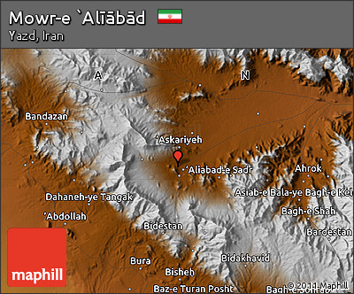 Physical Map of Mowr-e `Alīābād