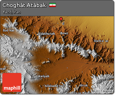 Physical Map of Choghāt Atābak