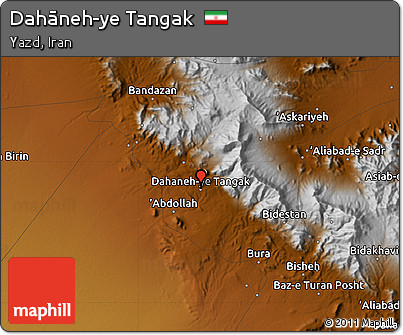 Physical Map of Dahāneh-ye Tangak
