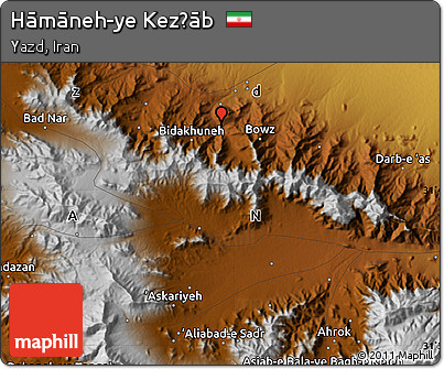 Physical Map of Hāmāneh-ye Kez̄āb