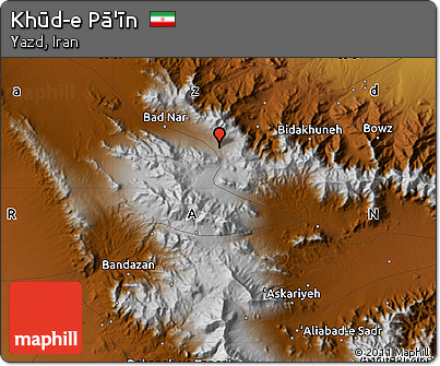 Physical Map of Khūd-e Pā'īn
