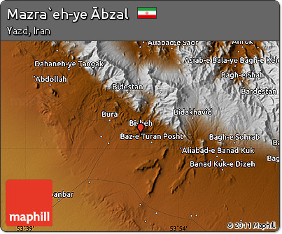 Physical Map of Mazra`eh-ye Ābzal