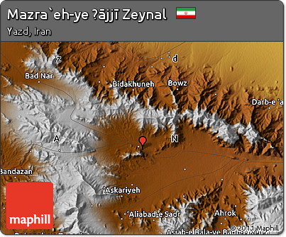 Physical Map of Mazra`eh-ye Ḩājjī Zeynal