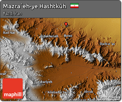 Physical Map of Mazra`eh-ye Hashtkūh