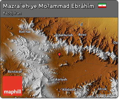 Physical Map of Mazra`eh-ye Moḩammad Ebrāhīm