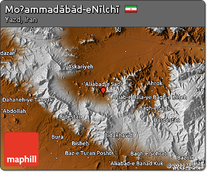 Physical Map of Moḩammadābād-eNīlchī