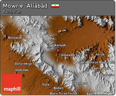 Physical Map of Mowr-e `Alīābād