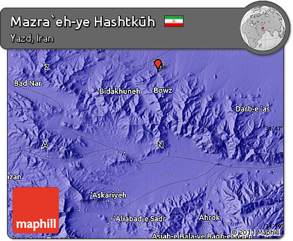Political Map of Mazra`eh-ye Hashtkūh