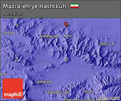 Political Map of Mazra`eh-ye Hashtkūh