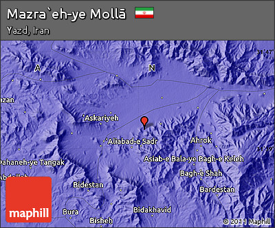 Political Map of Mazra`eh-ye Mollā