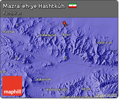 Political Map of Mazra`eh-ye Hashtkūh