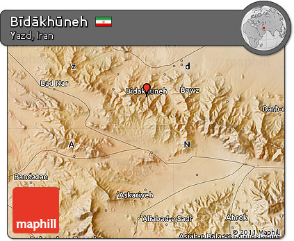 Satellite Map of Bīdākhūneh