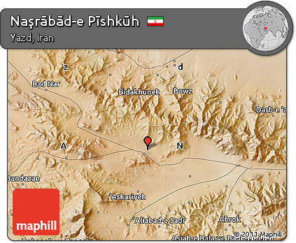 Satellite Map of Naşrābād-e Pīshkūh