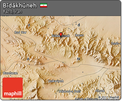 Satellite Map of Bīdākhūneh