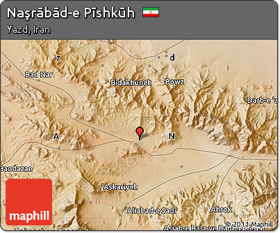 Satellite Map of Naşrābād-e Pīshkūh