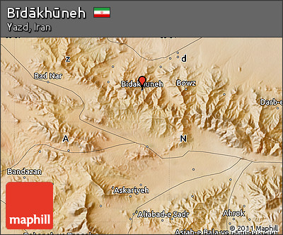 Satellite Map of Bīdākhūneh