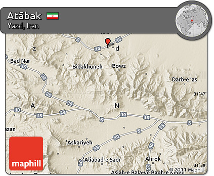 Shaded Relief Map of Atābak