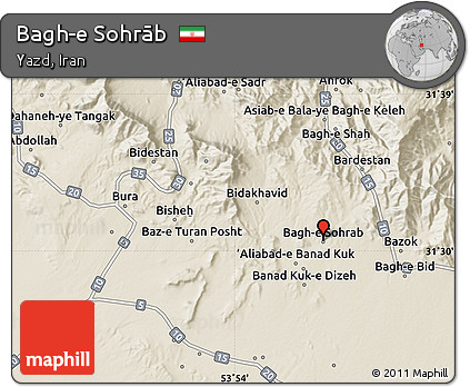 Shaded Relief Map of Bagh-e Sohrāb