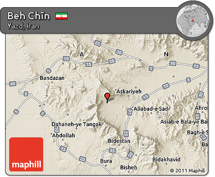 Shaded Relief Map of Beh Chīn