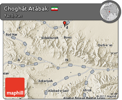 Shaded Relief Map of Choghāt Atābak