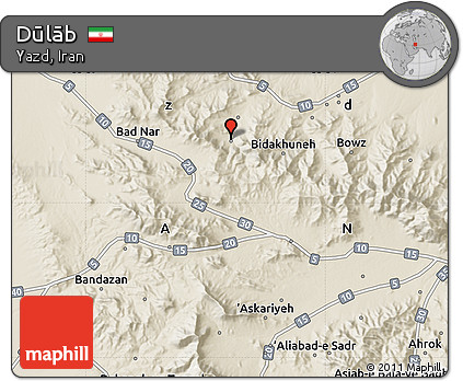 Shaded Relief Map of Dūlāb