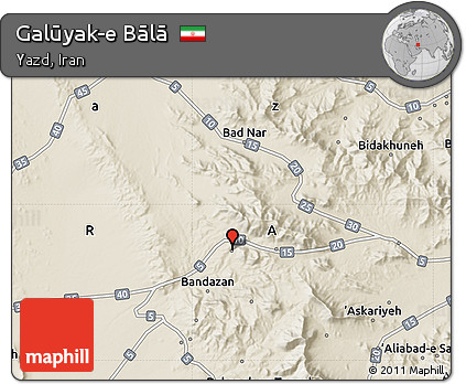 Shaded Relief Map of Galūyak-e Bālā