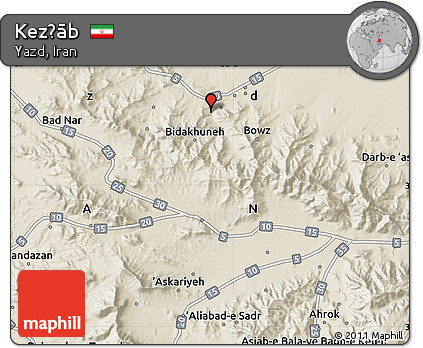 Shaded Relief Map of Kez̄āb