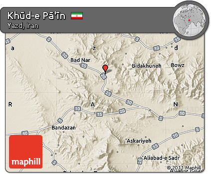 Shaded Relief Map of Khūd-e Pā'īn