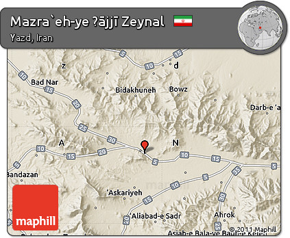 Shaded Relief Map of Mazra`eh-ye Ḩājjī Zeynal
