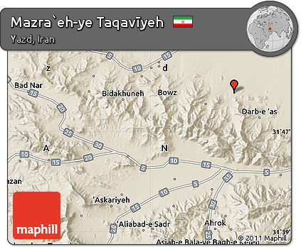 Shaded Relief Map of Mazra`eh-ye Taqavīyeh
