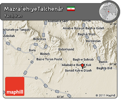 Shaded Relief Map of Mazra`eh-yeTalchenār