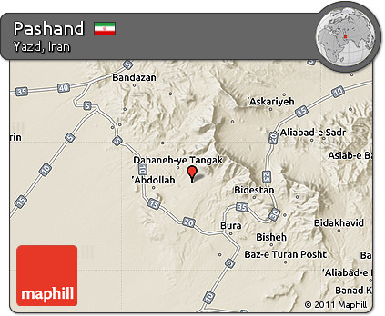 Shaded Relief Map of Pashand