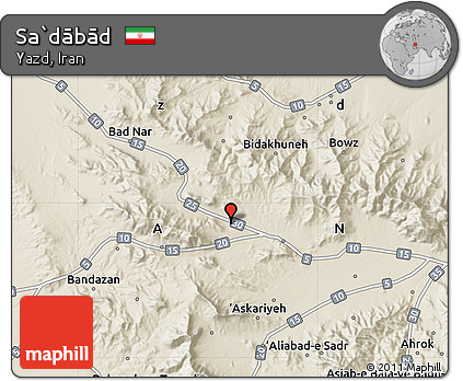 Shaded Relief Map of Sa`dābād