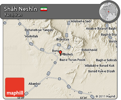 Shaded Relief Map of Shāh Neshīn