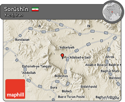 Shaded Relief Map of Sorūshīn