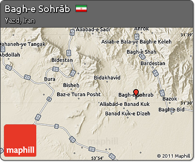 Shaded Relief Map of Bagh-e Sohrāb