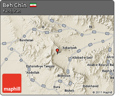 Shaded Relief Map of Beh Chīn