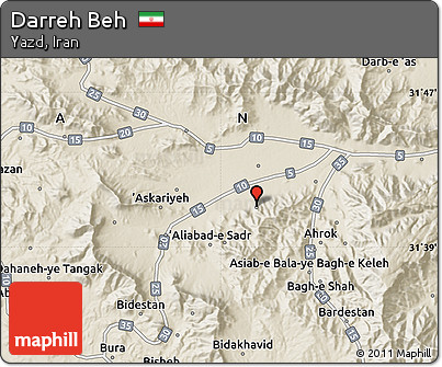Shaded Relief Map of Darreh Beh