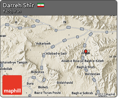 Shaded Relief Map of Darreh Shīr