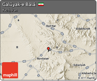 Shaded Relief Map of Galūyak-e Bālā