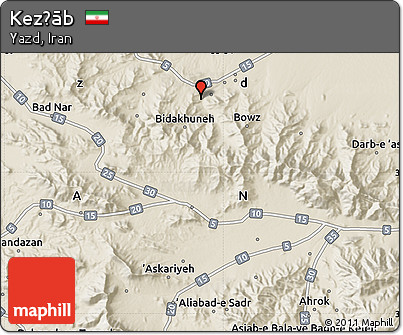 Shaded Relief Map of Kez̄āb