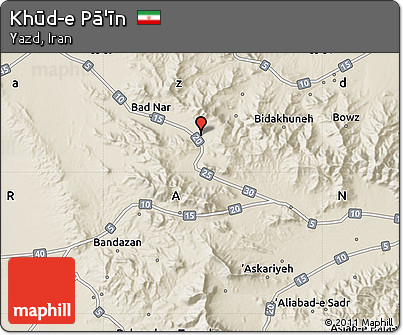 Shaded Relief Map of Khūd-e Pā'īn