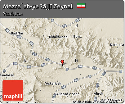 Shaded Relief Map of Mazra`eh-ye Ḩājjī Zeynal