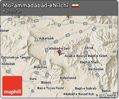 Shaded Relief Map of Moḩammadābād-eNīlchī