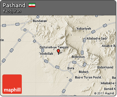 Shaded Relief Map of Pashand